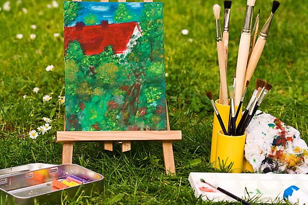 포토 JPG 해외이미지 미술 초원 취미 사람없음 가로 빨간색 초록색 펜 노란색 정원 페인트 흰색 붓 이젤 그림 분필 크레파스 캔버스 페인트붓 해외포토 컬러 문화예술 학용품 필기구 미술도구 초크 파일형식 이미지허브