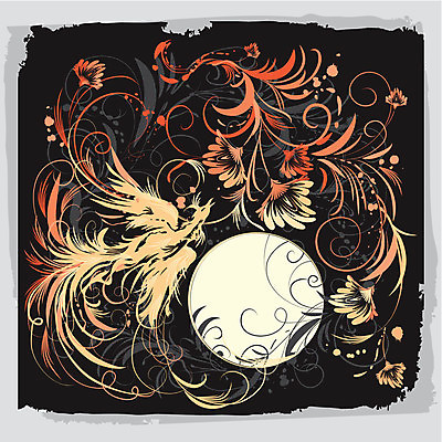 EPS 해외이미지 전통 꽃 백그라운드 꽃무늬 일러스트 자연 조류 불 추상 요정 이야기 미술 장식 뷰티 꿈 달 화려 우아함 야간 가득함 깃털 그림 민화 봉황 파라다이스 해외일러스트 자연요소 식물 동물 컨셉 무늬 문화예술 생태계 파일형식 벡터 이미지허브