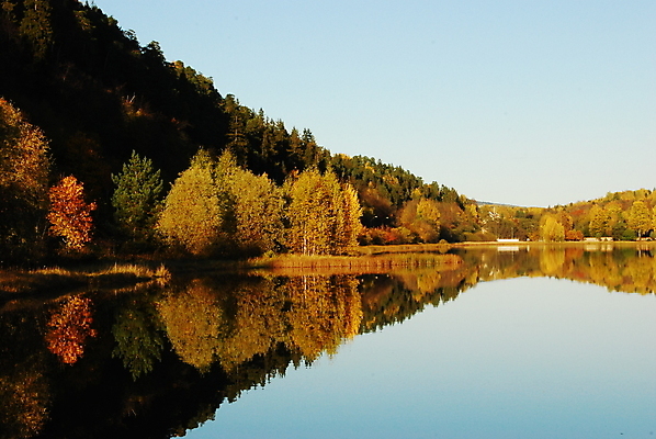 포토 JPG 해외이미지 나무 호수 사람없음 목재 물 파란색 가을 숲 해외포토 자연요소 식물 계절 컬러 재료 파일형식 이미지허브
