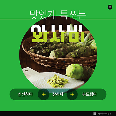 PSD 템플릿 ZIP 웹템플릿 팝업 이벤트팝업 웹팝업 사람없음 초록색 소쿠리 고추냉이 강판 빅팝업 생와사비 이미지템플릿 컬러 바구니 양념 파일형식