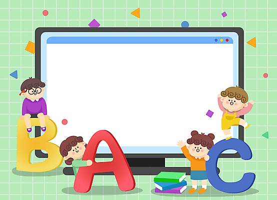 전신 알파벳 영어 여자 남자 어린이 일러스트 프레임 영어교육 앉기 소녀 소년 여러명 상반신 책 연두색 모니터 손인사 영어교실 온라인강의 프레임일러스트 한발서기 어린이만 국내일러스트 AI파일 문자 교육 다수 모션 수업 서기 사람 초록색 컴퓨터 인사 강의 파일형식 벡터 언택트