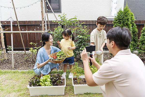 포토 JPG 주간 전신 여자 남자 행복 어린이 가족 서기 들기 소녀 소년 여러명 상반신 성인 야외 앞모습 옆모습 뒷모습 30대 스마트폰 소쿠리 한국인 가족라이프 웅크림 셀카봉 쌈채소 텃밭 영상촬영 홈파밍 자급자족라이프 국내포토 자연요소 라이프스타일 감정 뷰포인트 다수 밭 채소 관계 모션 사람 동양인 장년 핸드폰 스마트기기 바구니 농사 촬영 파일형식