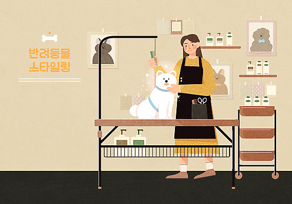 전신 한마리 여자 반려견 액자 일러스트 가족 한명 들기 성인 타이포그라피 반려동물 앞치마 강아지 미용가위 반려 베이지색 스타일링 애견미용 애견미용사 애견빗 애견샵 성인여자한명만 애견샴푸 펫팸족 국내일러스트 AI파일 동물 문자 1 컬러 관계 모션 가위_도구 사람 뷰티 미용용품 개 미용사 애견용품 신조어 여자한명만 성인여자만 파일형식 벡터