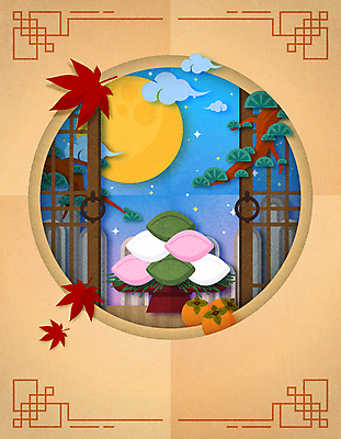 구름 단풍 일러스트 감 사람없음 추석 보름달 소나무 페이퍼아트 송편 창호문 베이지색 제사그릇 국내일러스트 AI파일 자연요소 나무 그릇 명절 컬러 잎 과일 떡 문 달 파일형식 벡터