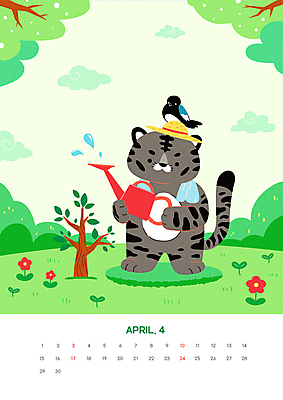 나무 구름 꽃 두마리 일러스트 들기 사람없음 초록색 수건 귀여움 봄 물뿌리개 달력 호랑이띠 호랑이 4월 식목일 밀짚모자 호랑이캐릭터 까치 나무심기 2022년 임인년 흑호 국내일러스트 AI파일 자연요소 식물 모자_잡화 계절 기념일 컬러 동물캐릭터 컨셉 2 포유류 모션 조류 위생용품 십이지신 날짜 연도 심기 파일형식 벡터