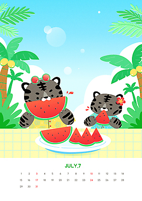 구름 접시 두마리 일러스트 여름음식 수박 들기 사람없음 여름 여름휴가 바캉스 선글라스 야자수 햇빛 귀여움 달력 호랑이띠 호랑이 먹기 체크무늬 호랑이캐릭터 야자수잎 7월 꽃무늬셔츠 하와이안 트로피컬아트 2022년 임인년 흑호 제철과일 국내일러스트 AI파일 자연요소 나무 식기 계절 패션 안경 음식 동물캐릭터 컨셉 셔츠 잎 2 무늬 과일 포유류 모션 휴가 태양 십이지신 날짜 연도 그림 제철 파일형식 벡터 여름_계절