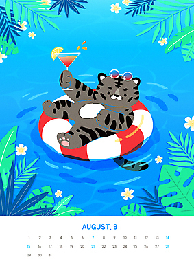 한마리 꽃 물결 일러스트 들기 사람없음 물 여름 여름휴가 바캉스 선글라스 눕기 귀여움 달력 칵테일 호랑이띠 호랑이 떠있는 레몬 건배 칵테일잔 호랑이캐릭터 튜브 야자수잎 8월 트로피컬아트 2022년 임인년 흑호 국내일러스트 AI파일 자연요소 식물 1 계절 안경 동물캐릭터 컨셉 잎 술잔 과일 포유류 모션 휴가 주류 십이지신 날짜 연도 그림 파일형식 벡터 여름_계절