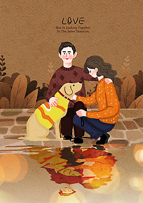 전신 PSD 한마리 여자 남자 행복 일러스트 사랑 성인 두명 반사 갈색 희망 잡기 도움 강아지 자원봉사자 웅크림 시각장애인 안내견 성인만 국내일러스트 1 감정 컬러 컨셉 모션 사람 반려동물 개 장애인 파일형식