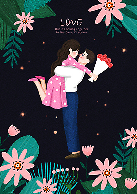 전신 PSD 커플 여자 남자 꽃 행복 꽃다발 프로포즈 잎 일러스트 포옹 사랑 들기 성인 두명 다리들기 성인만 국내일러스트 식물 감정 관계 안기 모션 사람 파일형식