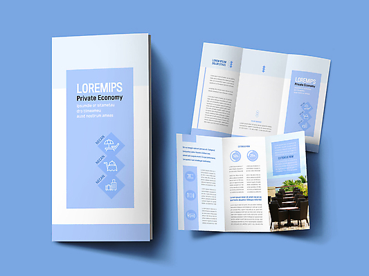 템플릿 표지디자인 표지 내지 리플렛 하늘색 3단접지 호텔 팜플렛 사람없음 야외의자 야외테이블 프라이빗이코노미 이미지템플릿 AI파일 의자 탁자 숙소 파란색 신조어 파일형식 벡터