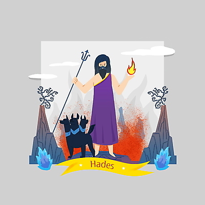전신 PSD 구름 남자 일러스트 불 수염 한명 서기 들기 성인 회색 삼지창 그리스로마신화 그리스신 지옥 케르베로스 하데스 성인남자한명만 국내일러스트 자연요소 1 창 컬러 모션 사람 신_종교 신화 남자한명만 성인남자만 파일형식
