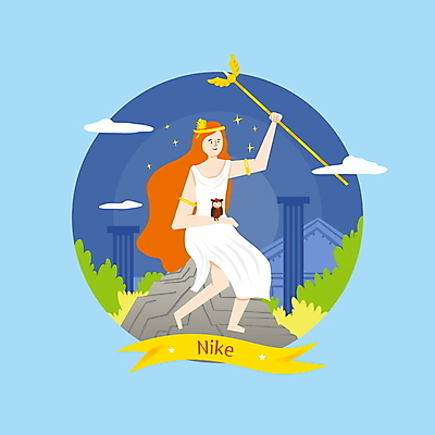 전신 PSD 여자 하늘색 일러스트 지팡이 나뭇잎 신전 한명 들기 앉기 성인 바위 우승 행운 부엉이 그리스로마신화 그리스신 빅토리아 성인여자한명만 국내일러스트 1 컨셉 고건축 잎 모션 조류 사람 파란색 돌_바위 최고 신_종교 신화 여자한명만 성인여자만 파일형식