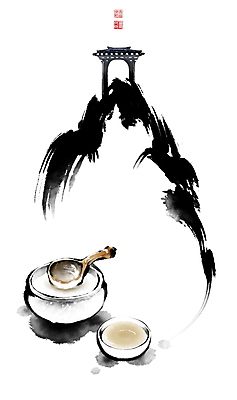 PSD 술잔 일러스트 캘리그라피 붓터치 휴식 산 사람없음 동양화 국자 정자 번짐 낙관 술독 국내일러스트 건축물 컨셉 주방용품 잔 미술 파일형식 효과