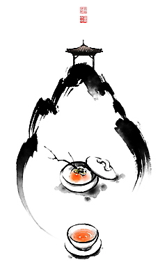 PSD 그릇 일러스트 캘리그라피 붓터치 휴식 산 감 사람없음 나뭇가지 차 찻잔 다기 컵받침 동양화 정자 번짐 낙관 국내일러스트 나무 식기 건축물 음료 컨셉 과일 잔 미술 다도 받침대 파일형식 효과