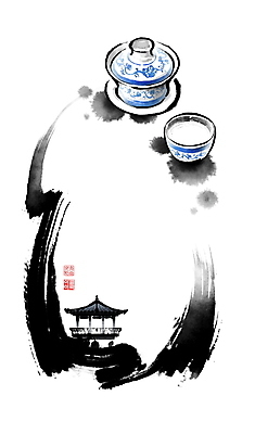 PSD 접시 일러스트 캘리그라피 붓터치 휴식 사람없음 계곡 차 찻잔 다기 동양화 정자 번짐 낙관 국내일러스트 식기 건축물 음료 컨셉 잔 미술 다도 파일형식 효과