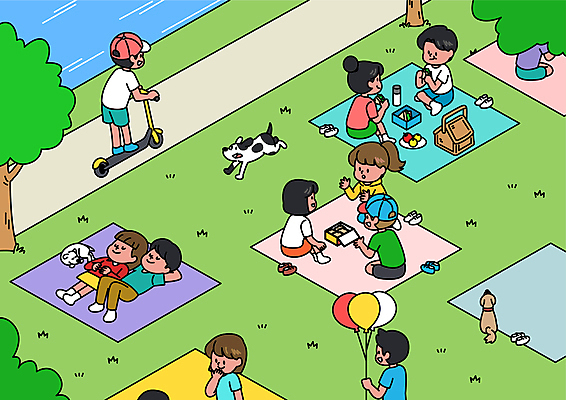 전신 나무 공원 여자 남자 일러스트 휴식 세마리 들기 여러명 성인 일상 눕기 소풍 치킨 산책 강아지 먹기 돗자리 도시락 풍선 공공장소 소풍바구니 퀵보드 한강공원 성인만 코로나바이러스 집단면역 델타변이바이러스 국내일러스트 식물 공공시설 음식 교통수단 다수 컨셉 모션 3 사람 라이프 반려동물 야외활동 바구니 장소 바이러스 개 한강 닭고기요리 면역력