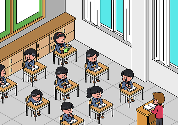 전신 학생 여자 남자 엎드리기 의자 일러스트 창문 교실 학교 청소년 수업 앉기 여러명 성인 일상 교사 잠 사물함 책상 교과서 단상 코로나바이러스 집단면역 델타변이바이러스 대면 국내일러스트 AI파일 직업 교육 가구 다수 모션 교재 사람 라이프 바이러스 면역력 파일형식 벡터