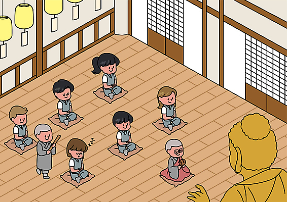 전신 여자 남자 일러스트 방석 들기 앉기 여러명 성인 일상 사찰 막대기 졸음 승려 부처 창호문 금불상 법당 템플스테이 성인만 코로나바이러스 집단면역 델타변이바이러스 국내일러스트 AI파일 감정 다수 불교 종교건축 모션 사람 라이프 문 체험 바이러스 성직자 불상 면역력 파일형식 벡터