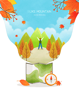 전신 PSD 나무 구름 남자 단풍 지도 일러스트 단풍나무 한명 서기 풍경 성인 취미 운동 등산 만세 가을 정상 나침반 등산객 등산용품 성인남자한명만 챌린지 국내일러스트 자연요소 식물 1 계절 캠페인 잎 모션 건강 사람 트래킹 레포츠용품 남자한명만 성인남자만 파일형식