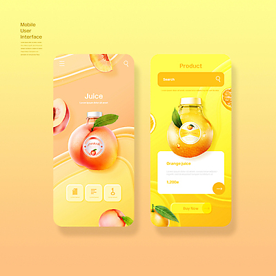PSD 편집이미지 음료 오렌지 모바일 나뭇잎 사람없음 노란색 어플리케이션 병뚜껑 복숭아 온라인 UI 검색창 음료수병 인터페이스 코랄 이미지편집 컬러 잎 과일 병_담는 파일형식