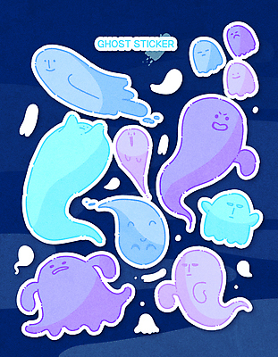 캐릭터 스티커 일러스트 사람없음 귀여움 유령 남색 다꾸 아기자기 국내일러스트 일러캐릭터 AI파일 컬러 컨셉 신조어 약어 파일형식 벡터