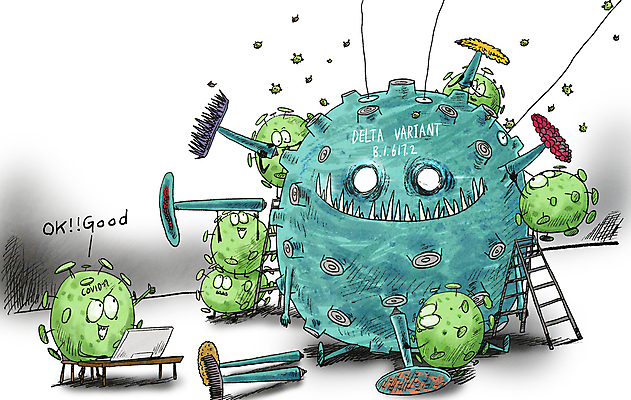 PSD 의자 일러스트 사다리 들기 사람없음 노트북 바이러스 사회이슈 책상 조립 몬스터 신종바이러스 코로나바이러스 팬데믹 델타변이바이러스 국내일러스트 가구 컨셉 모션 전자제품 도구 파일형식