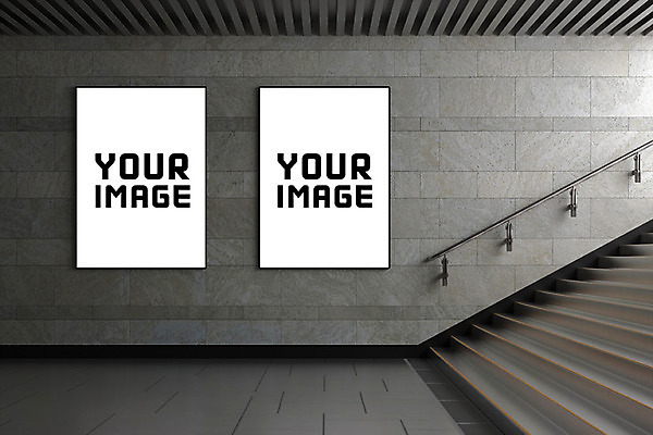 PSD 편집 편집이미지 벽 간판 사각프레임 프레임 광고판 실내 사람없음 그래픽 3D 계단 디지털합성 합성 디자인소스 지하도 디지털아트 목업 이미지편집 편집3D 알림판 내부 사각형 보행로 판 파일형식 편집소스