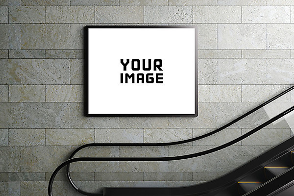 PSD 편집 편집이미지 벽 간판 사각프레임 프레임 광고판 실내 사람없음 그래픽 3D 디지털합성 합성 에스컬레이터 디자인소스 지하도 디지털아트 목업 이미지편집 편집3D 알림판 내부 사각형 보행로 판 파일형식 편집소스