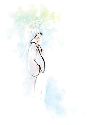 PSD 여자 종교 일러스트 캘리그라피 붓터치 한명 성인 빛 천주교 번짐 마리아 신앙심 성인여자한명만 국내일러스트 1 사람 여자한명만 성인여자만 파일형식 효과