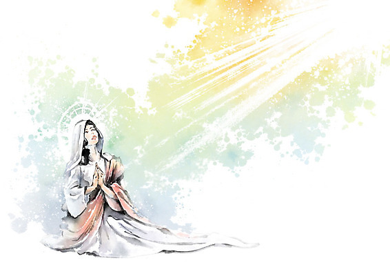 PSD 여자 종교 일러스트 캘리그라피 붓터치 한명 성인 빛 천주교 기도 번짐 마리아 신앙심 성인여자한명만 국내일러스트 1 사람 여자한명만 성인여자만 파일형식 효과