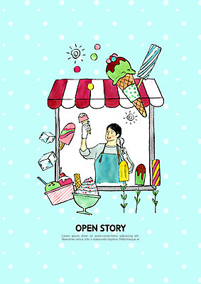 PSD 남자 하늘색 일러스트 비즈니스 성공 아이스크림 여름음식 프레임 한명 사람 성인 상점 투자 창업 빙수 아이스크림가게 성인남자한명만 제철음식 국내일러스트 1 음식 컨셉 디저트 파란색 자영업 아이스크림장사 제철 남자한명만 성인남자만 파일형식 여름_계절