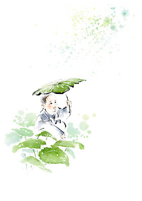 PSD 어린이 잎 불교 일러스트 캘리그라피 붓터치 한명 사람 동자승 번짐 감성 승복 토란잎 국내일러스트 식물 1 종교 컨셉 승려 파일형식 효과