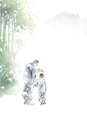 PSD 나무 어린이 불교 일러스트 캘리그라피 붓터치 산 사람 두명 산책 숲 승려 동자승 번짐 감성 승복 국내일러스트 식물 종교 컨셉 휴식 성직자 파일형식 효과