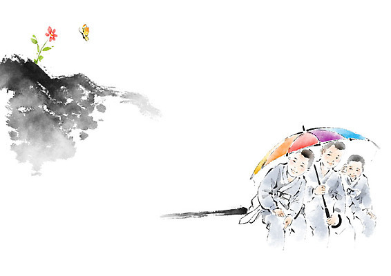 PSD 응시 꽃 어린이 나비 불교 일러스트 우산 캘리그라피 붓터치 사람 세명 친구 바위 언덕 동자승 번짐 감성 승복 국내일러스트 식물 시선 종교 곤충 컨셉 관계 돌_바위 승려 파일형식 효과