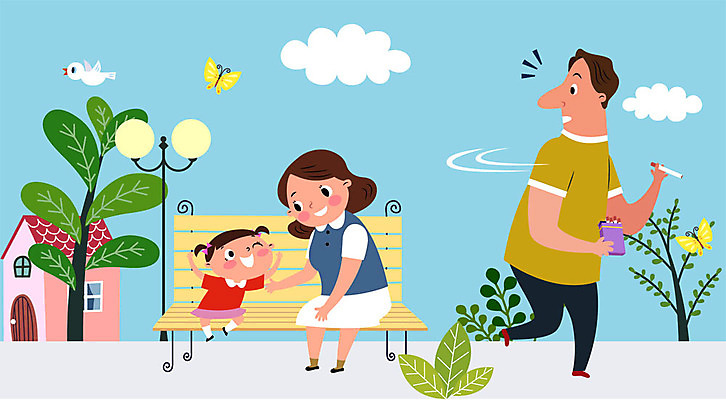 나무 구름 공원 여자 교육 남자 어린이 나비 벤치 일러스트 조류 모녀 엄마 나뭇잎 주택 담배 사람 앉기 소녀 성인 야외 생활 세명 걷기 예절 뒤돌아보기 즐거움 금연 공공예절 금연구역 흡연자 국내일러스트 AI파일 자연요소 식물 동물 공공시설 딸 감정 캠페인 곤충 잎 의자 가족 모션 흡연 건물 사회이슈 제한구역 파일형식 벡터