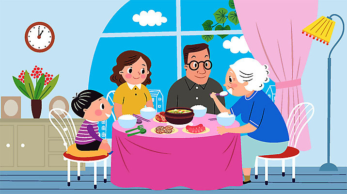 나무 구름 여자 교육 노년 남자 행복 화분 할머니 어린이 음식 시계 액자 의자 일러스트 젓가락 창문 가족 식탁 엄마 손자 조명 실내 사람 소년 여러명 성인 생활 숟가락 식사 화목 자녀 스탠드 예절 커튼 아빠 삼대 밥상 즐거움 서랍장 공공예절 순서 식사예절 테이블롤 국내일러스트 AI파일 자연요소 식물 감정 빵 가구 다수 컨셉 관계 탁자 수저 내부 손주 파일형식 벡터