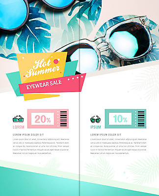 PSD 템플릿 표지디자인 북디자인 출판디자인 내지 리플렛 2단접지 북커버 팜플렛 사람없음 선글라스 쿠폰 민트색 이미지템플릿 안경 컬러 파일형식