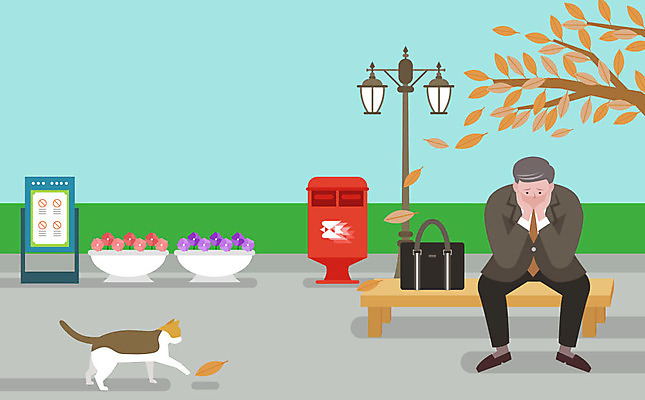 나무 한마리 남자 화분 중년 낙엽 가로등 벤치 서류가방 일러스트 한명 사람 고양이 슬픔 우체통 고독 갱년기 무기력 우울감 중년남자한명만 국내일러스트 AI파일 식물 1 공공시설 감정 컨셉 잎 의자 가방 포유류 성인 반려동물 증상 남자한명만 중년남자만 파일형식 벡터