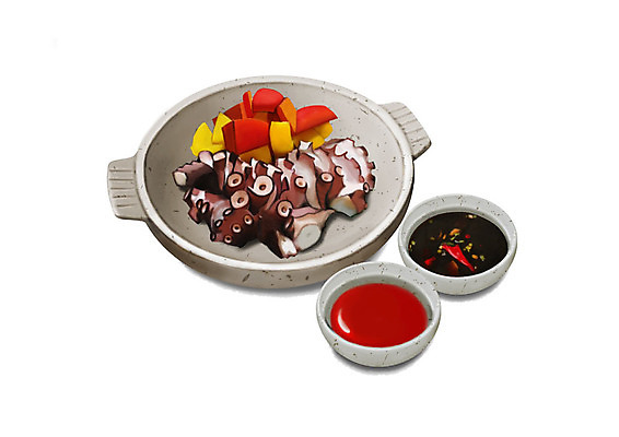 PSD 웰빙 한식 일러스트 건강 사람없음 여름 복날 간장 보양식 웰빙음식 초고추장 삼복 문어숙회 국내일러스트 계절 기념일 음식 양념 건강식 몸보신 숙회 파일형식