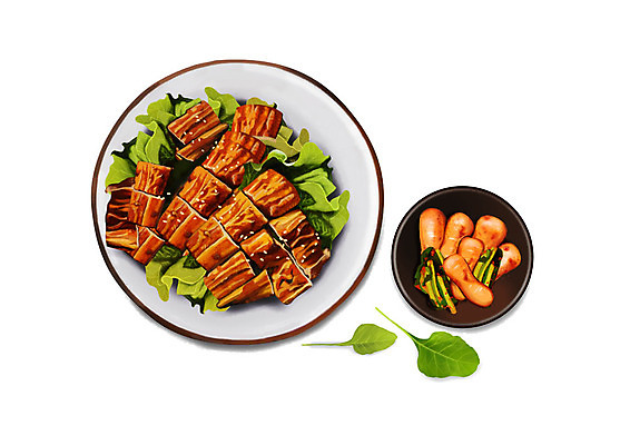 PSD 웰빙 한식 일러스트 건강 사람없음 여름 복날 보양식 장어구이 총각김치 웰빙음식 삼복 국내일러스트 계절 기념일 음식 김치 장어 생선요리 건강식 몸보신 파일형식