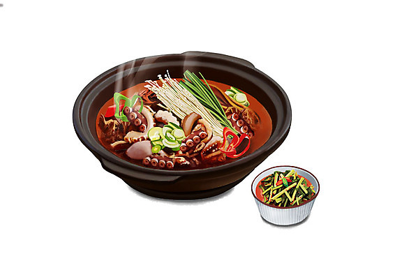 PSD 웰빙 한식 일러스트 건강 사람없음 여름 복날 보양식 웰빙음식 열무김치 삼복 낙지매운탕 국내일러스트 계절 기념일 음식 김치 건강식 매운탕 몸보신 파일형식