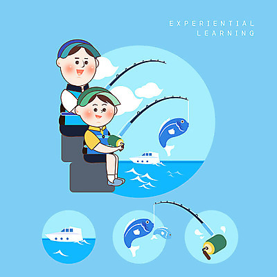 PSD 남자 아들 어린이 일러스트 낚시 어류 사람 성인 두명 파란색 체험학습 아빠 낚싯대 즐거움 바다낚시 에듀 선박 부자지간 남자만 스쿨팩 국내일러스트 감정 컬러 수상교통 가족 레저 수중동물 체험 낚시용품 에듀케이션 파일형식