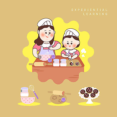 PSD 여자 딸 어린이 일러스트 엄마 요리사모자 사람 성인 두명 갈색 쿠키 제과제빵 체험학습 설탕 즐거움 거품기 밀대 베이킹소다 에듀 여자만 스쿨팩 국내일러스트 모자_잡화 감정 컬러 식재료 가족 주방용품 디저트 요리사 체험 에듀케이션 파일형식