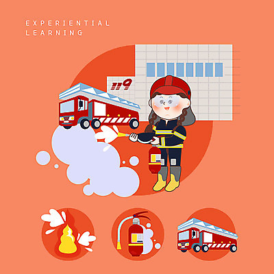 PSD 여자 어린이 일러스트 불 한명 사람 소녀 빨간색 체험학습 소방관 즐거움 소방차 소화기 소방서 에듀 소녀한명만 스쿨팩 국내일러스트 자연요소 1 감정 컬러 자동차 체험 안전장비 구조원 소방 에듀케이션 여자한명만 소녀만 파일형식