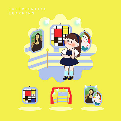 PSD 여자 어린이 일러스트 한명 사람 소녀 노란색 감상 체험학습 미술관 즐거움 모나리자 에듀 피카소 소녀한명만 스쿨팩 몬드리안 국내일러스트 1 감정 컬러 체험 화가 에듀케이션 여자한명만 소녀만 파일형식