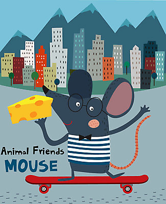 동물 한마리 일러스트 치즈 들기 사람없음 건물 귀여움 도시 스케이트보드 쥐 쥐캐릭터 국내일러스트 AI파일 1 건축물 동물캐릭터 컨셉 모션 유제품 보드_스포츠 설치류 파일형식 벡터