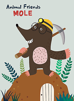 동물 한마리 일러스트 사람없음 갈색 귀여움 안전모 곡괭이 두더지 집짓기 국내일러스트 AI파일 1 컬러 컨셉 모션 헬멧 안전장비 파일형식 벡터