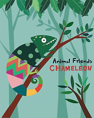 나무 동물 한마리 일러스트 사람없음 초록색 귀여움 나뭇가지 숲 카멜레온 국내일러스트 AI파일 식물 1 컬러 컨셉 파충류 파일형식 벡터