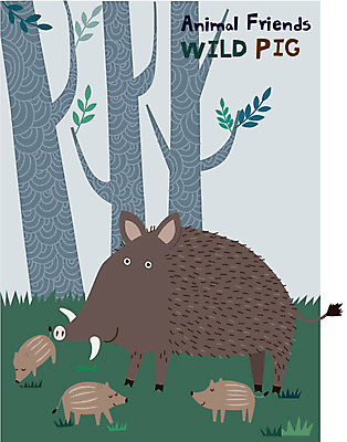 나무 동물 새끼 여러마리 일러스트 사람없음 초록색 갈색 귀여움 숲 돼지캐릭터 멧돼지 국내일러스트 AI파일 식물 컬러 동물캐릭터 다수 컨셉 포유류 돼지 파일형식 벡터