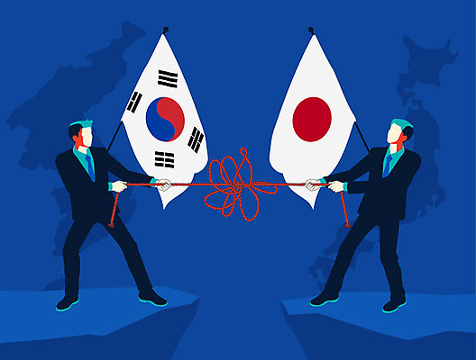 남자 일러스트 한국 두명 경제 일본 경쟁 비즈니스맨 사회 태극기 사회이슈 무역 줄다리기 갈등 일장기 정상회담 정치 한일관계 얼굴없음 국내일러스트 AI파일 산업 아시아 컨셉 비즈니스 놀이 사람 직장인 국기 공동체 파일형식 벡터
